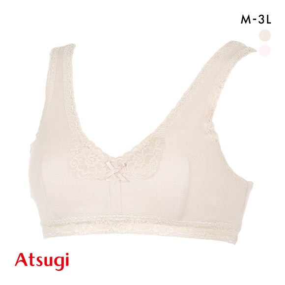 アツギ ATSUGI Atsugiの肌着 本体綿100％ かぶりブラ 日本製 ブラジャー ノンワイヤー ハーフトップ M L LL 3L 単品