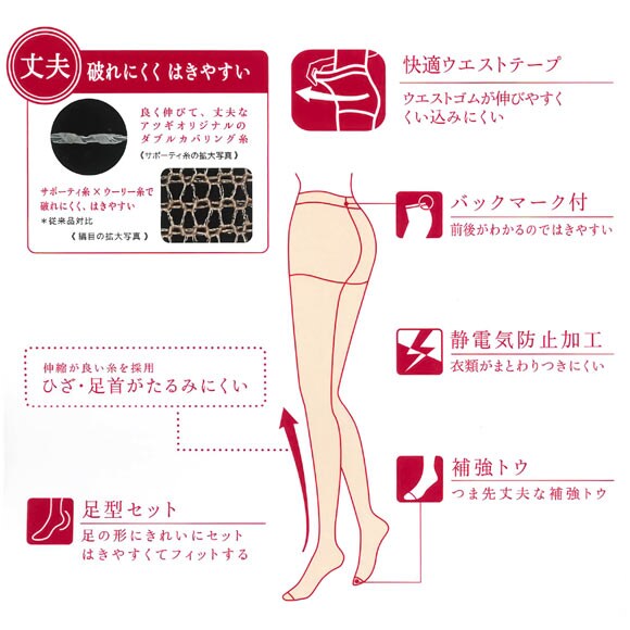 アツギストッキング パンスト 強く丈夫で美しく。 3足組 ATSUGI