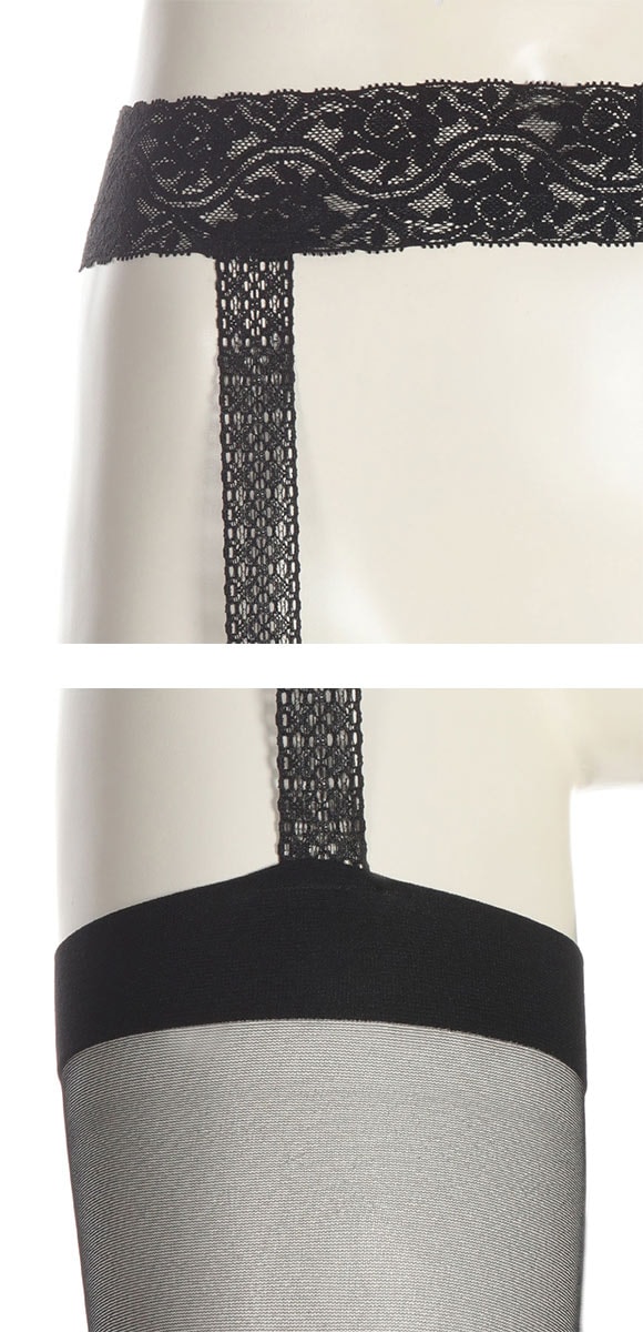 アツギ ATSUGI THE LEG BAR パンティ部レス レースガーター付きストッキング 日本製 レディース M-L