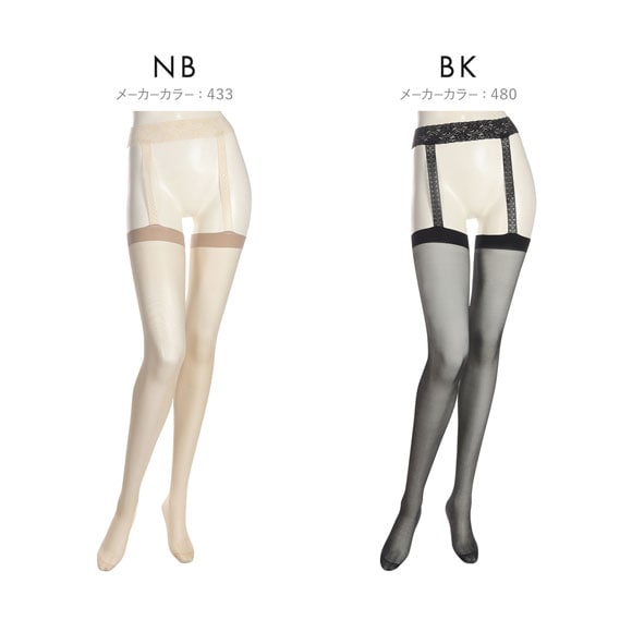 アツギ ATSUGI THE LEG BAR パンティ部レス レースガーター付きストッキング 日本製 レディース M-L