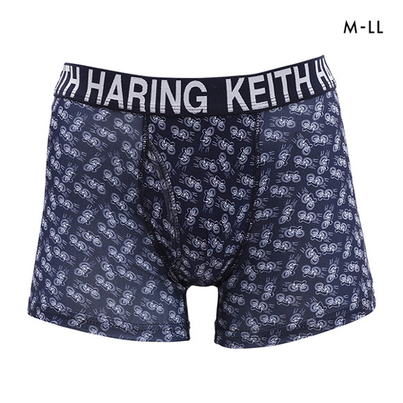 キース・へリング Keith Haring ボクサーパンツ 自転車 ネイビー メンズ 前開き