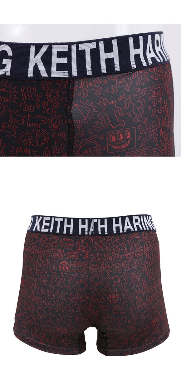 キース・へリング Keith Haring ボクサーパンツ シャフラジポスター1984 ブラック メンズ 前開き