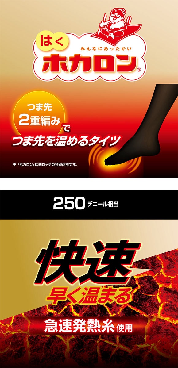 アツギ はくホカロン タイツ つま先二重編み 250デニール相当 ATSUGI