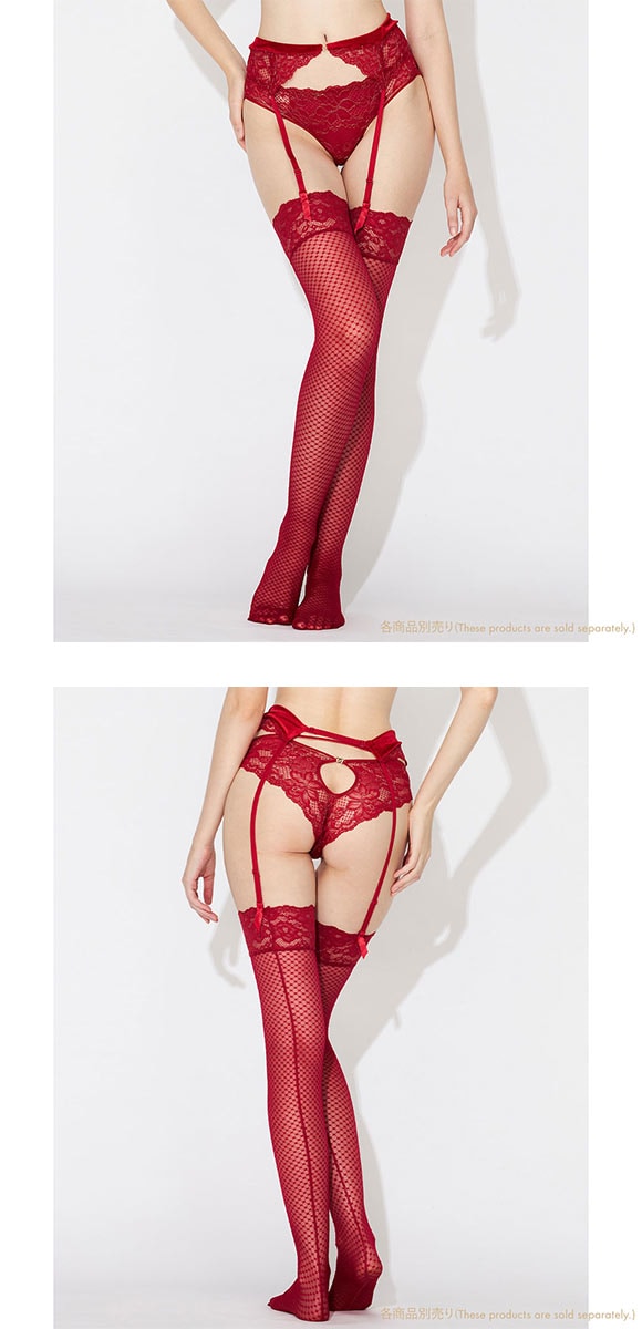 アンブラ Velvet Sin チェック柄 ガーターストッキング 網タイツ 黒 赤 セクシー ANNEBRA