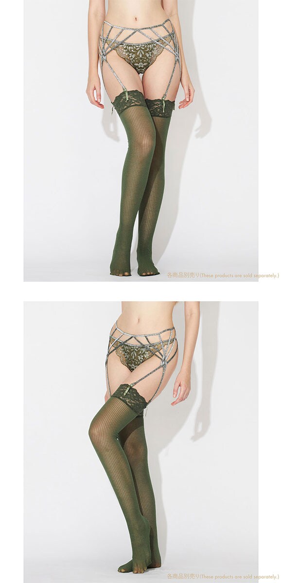 アンブラ Silver Touch ストライプ ガーターストッキング 網タイツ ANNEBRA