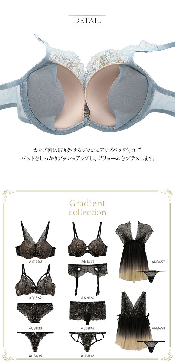 アンブラANNEBRA Gradient I love Change デコルテレース 3/4カップ ブラジャー BCDEFG グラマーサイズ