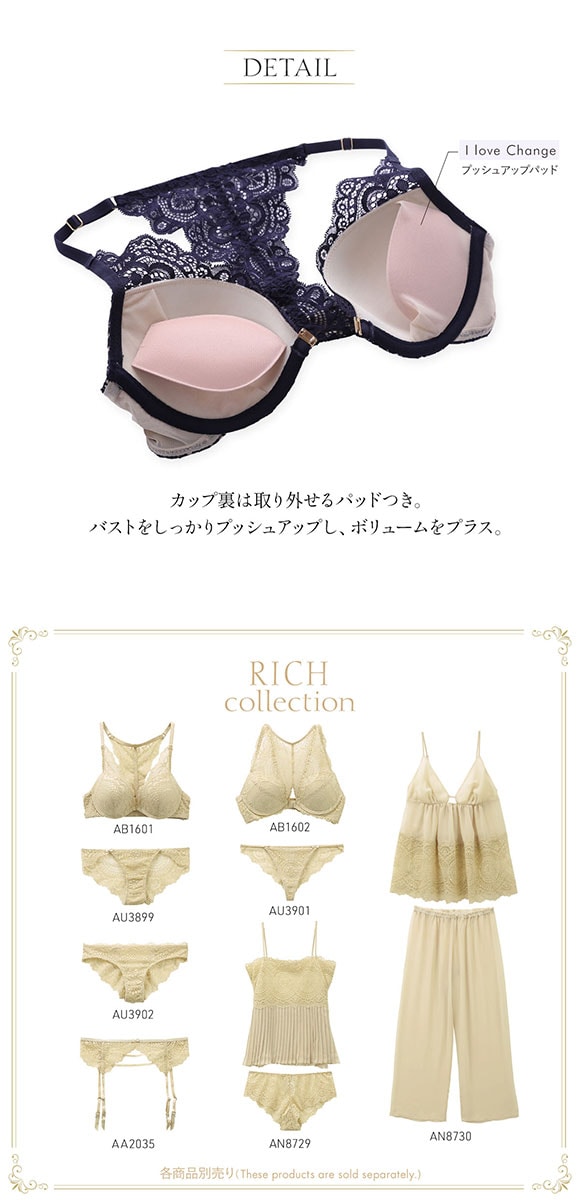 アンブラ ANNEBRA Rich I love Change ブラジャー フロントホック バックレース 背中見せ セクシー BCDEFG 単品