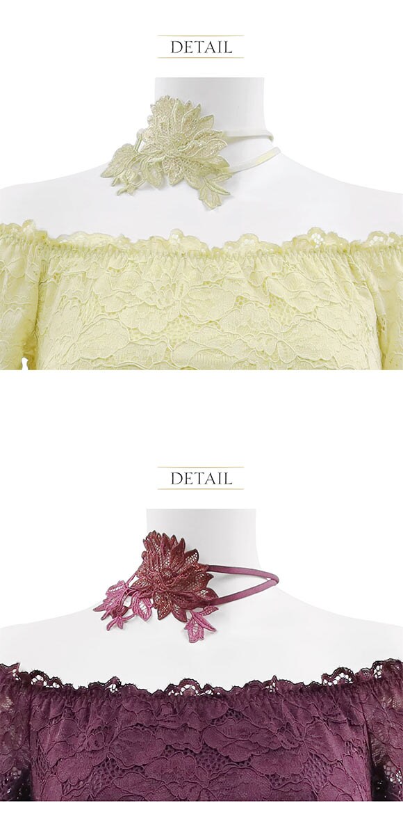 アンブラ Harmony in Bloom チョーカー付き オフショルレースボディスーツ テディ ANNEBRA