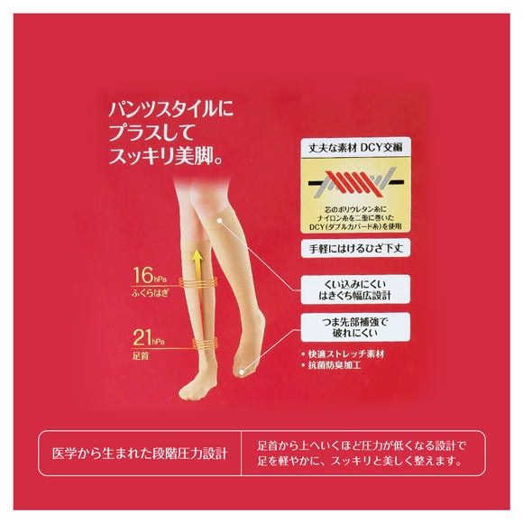 スリムウォーク SLIMWALK 美脚 ショートストッキング ひざ下丈 着圧 ピュアベージュ