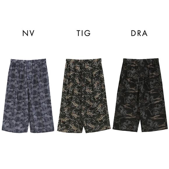 ラクベエ 楽兵衛 和素材 綿100％ 7分丈 ステテコ メンズ 前開き 総柄 吸水 部屋着 ルームウェア ポケット付