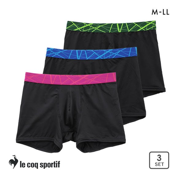ルコックスポルティフ ボクサーパンツ 3枚セット メンズ 立体設計 前閉じ 無地 le coq sportif