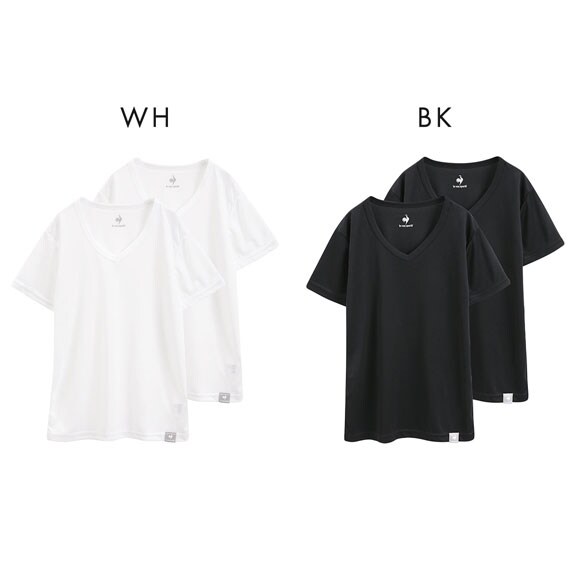 ルコックスポルティフ キッズ ジュニア 裏メッシュ Vネック 半袖 Tシャツ 2枚セット 男の子 インナー le coq sportif