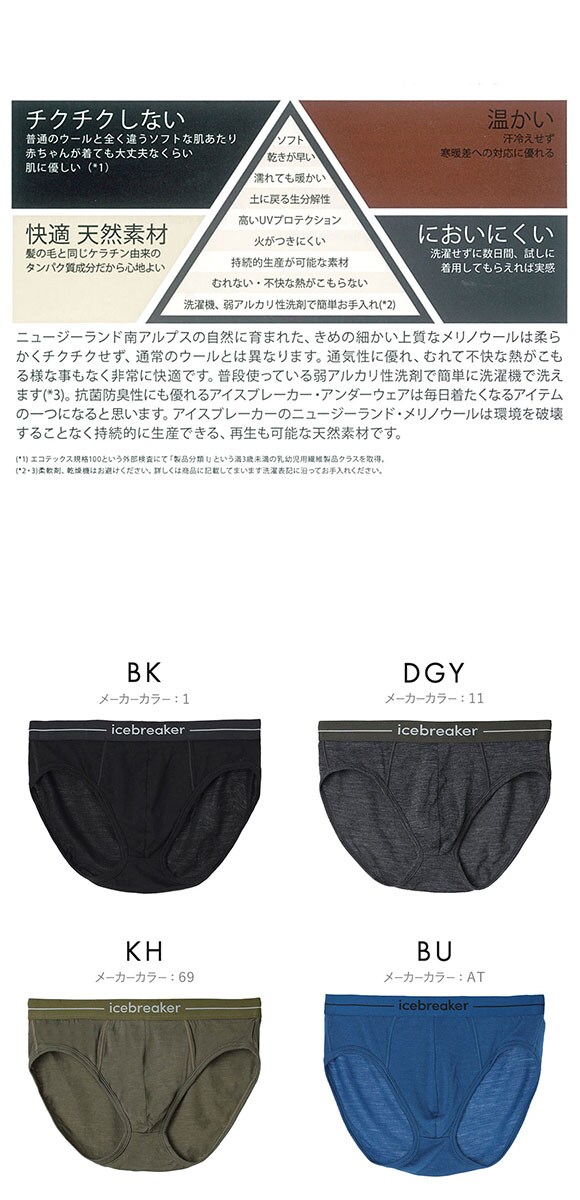 アイスブレーカー M アナトミカ ブリーフ メンズ 前閉じ icebreaker