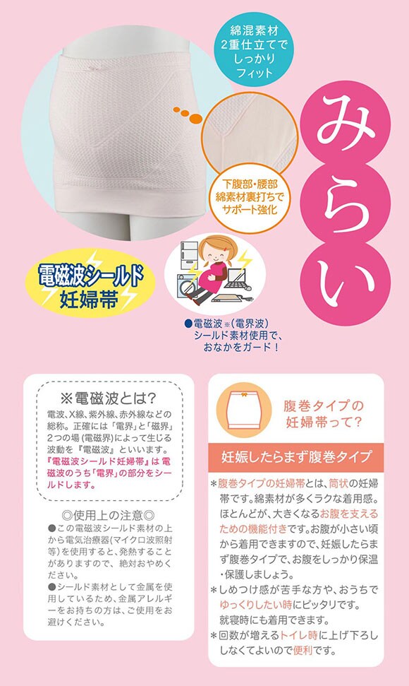 犬印 INUJIRUSHI 電磁波シールドコルセット 妊婦帯 腹巻 みらい 日本製 産前 マタニティ