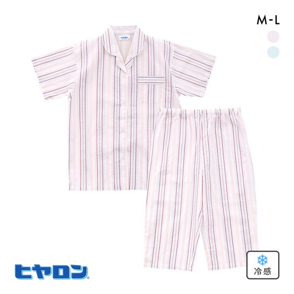 ヒヤロン レディース ルームウェア パジャマ 上下セット 半袖 7分丈パンツ 接触冷感 着るヒヤロン