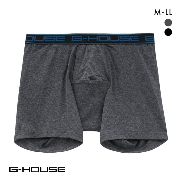 ジーハウス G-HOUSE 3分丈 ボクサー ロング メンズ 前開き 無地 綿混 M L LL ボクサーブリーフ