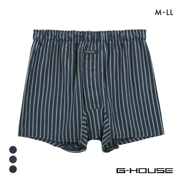 ジーハウス ハンモックサポーター ニット トランクス ストライプ 天竺 メンズ 前開き M L LL G-HOUSE