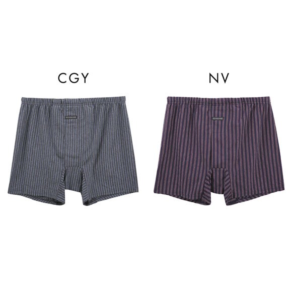 ジーハウス 男の安心 ニット トランクス ストライプ 尿漏れ 約40cc 吸水 メンズ 前開き M L LL 大きいサイズ G-HOUSE