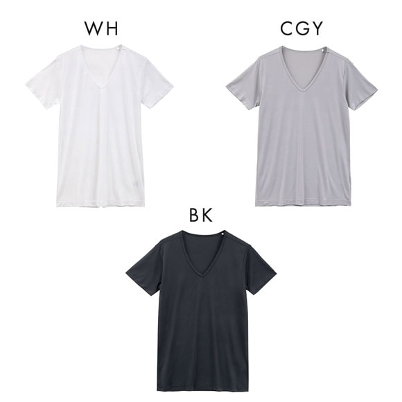 ヒヤロン メンズ Tシャツ Vネック 半袖 メッシュ シャツ インナー M L LL 接触冷感 大きいサイズ