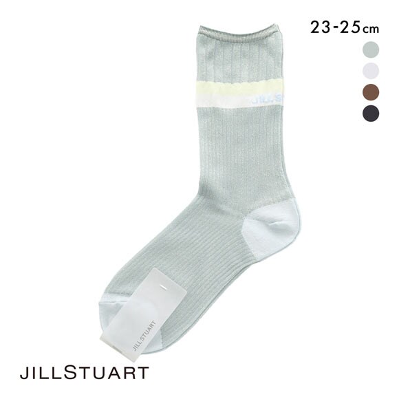 ジルスチュアート ラメリブボーダー クルー丈ソックス 靴下 ラメ レディース 透け感 JILLSTUART 23-25cm