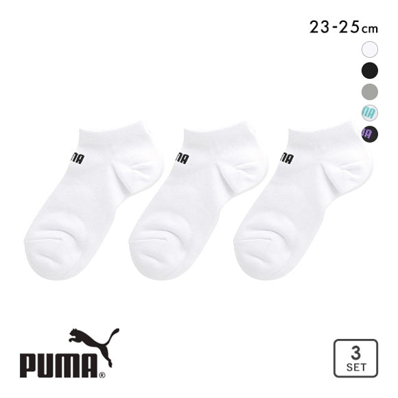 プーマ PUMA 3足組ソックス スニーカー丈 レディース靴下 スポーツ 消臭加工 つま先かかと補強入