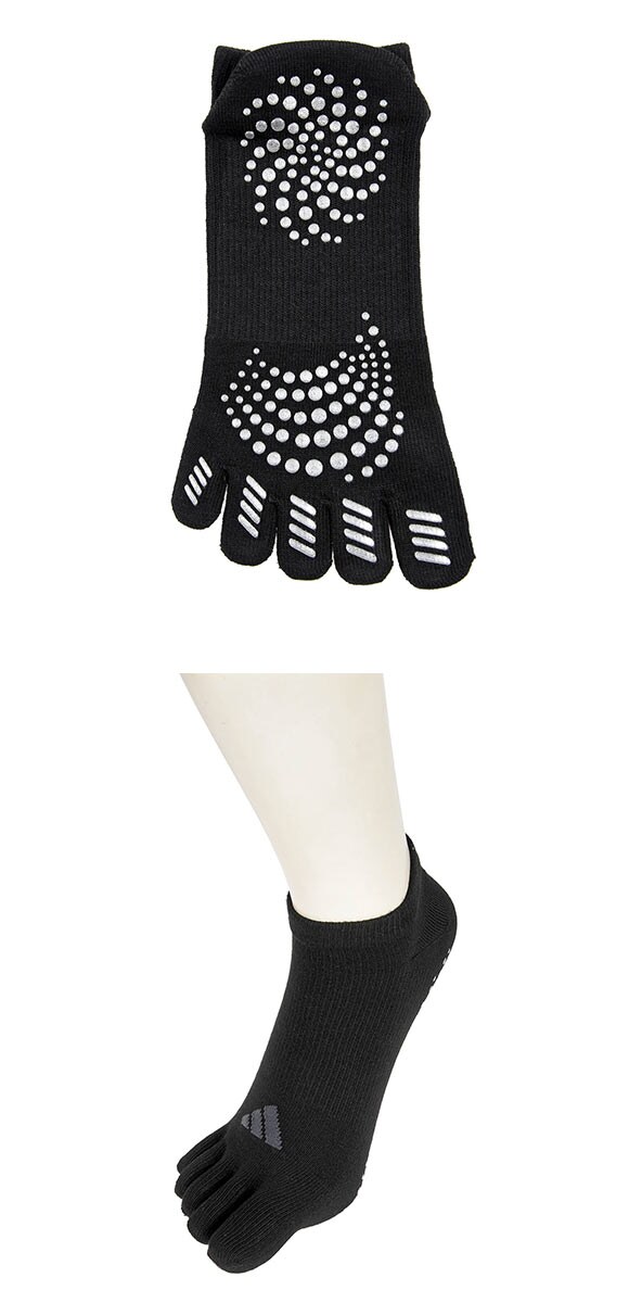 アディダス ワンポイントロゴ スニーカー丈 五本指ソックス 足底滑り止め付き メンズ 靴下 adidas 25-27cm