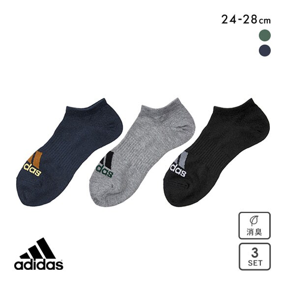 アディダス adidas スニーカー丈ソックス 3足組 靴下 メンズ 破れにくい 消臭 24-26cm 26-28cm