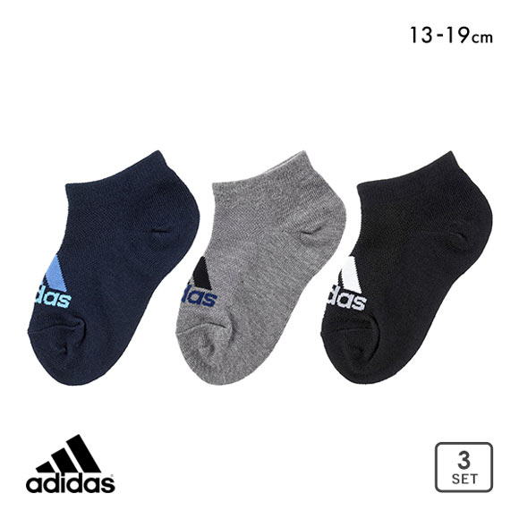 アディダス adidas 三足組 スニーカー丈 ソックス フロントロゴメッシュ