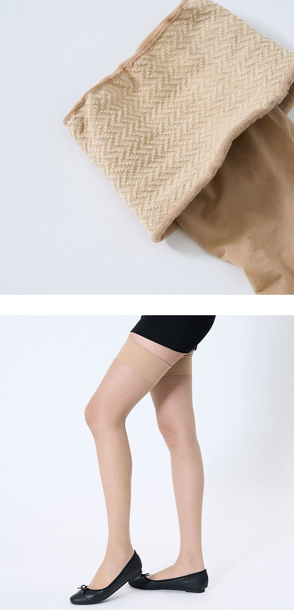 福助 満足 滑り止め付き もも丈 ストッキング レディース 伝線しにくい fukuske ショートストッキング