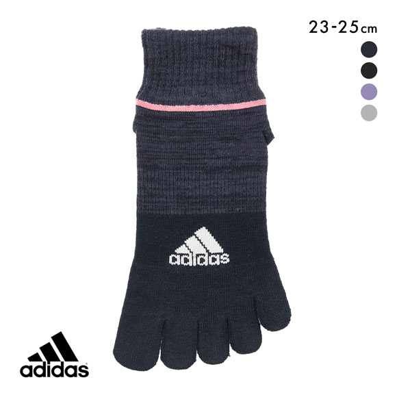 アディダス 5本指 ショート丈 ソックス 滑り止め付き レディース 靴下 23-25cm adidas