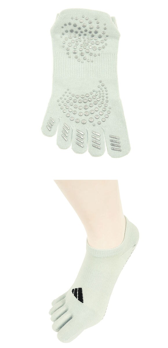 アディダス 滑り止め付き ワンポイントロゴ 5本指 スニーカー丈 ソックス レディース 靴下 23-25cm adidas