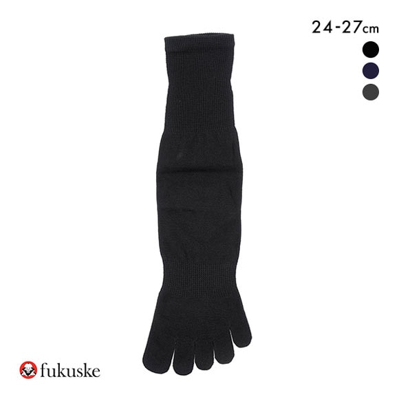 福助 Fukuske メンズ 満足 五本指ソックス 清潔 クルー丈 靴下 24-25cm 25-26cm 26-27cm