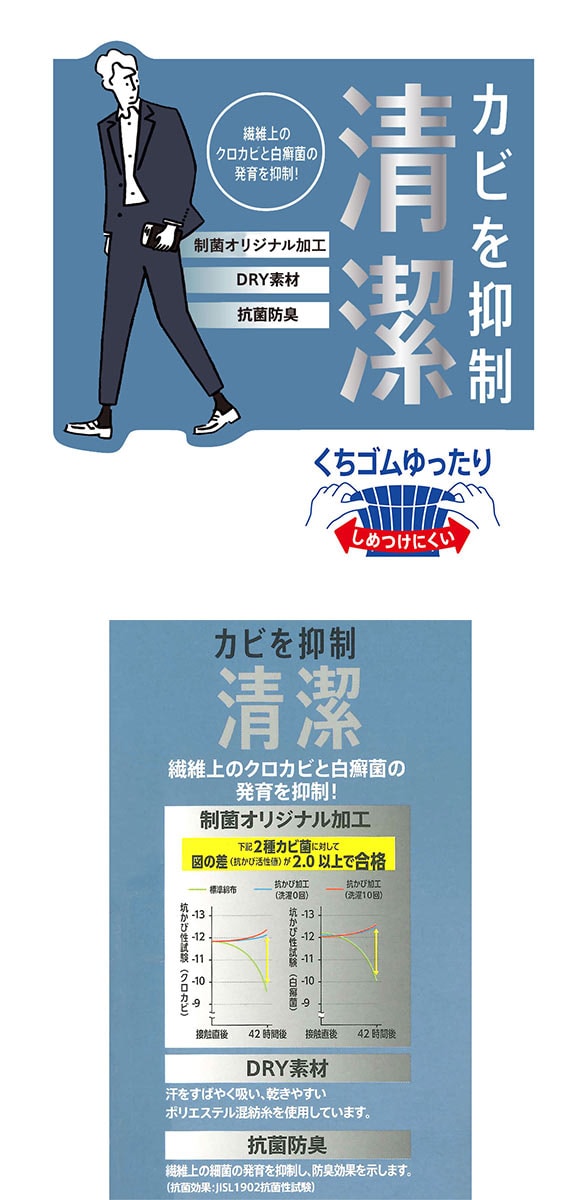 福助 満足 清潔 5本指 クルー丈 ソックス メンズ 靴下 口ゴムゆったり 平無地 fukuske