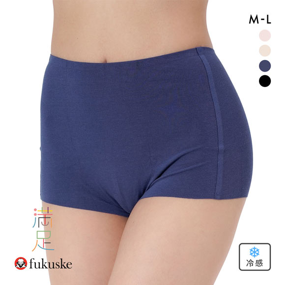 福助 満足 美涼活 1分丈 ショーツ レディース ボクサーショーツ 接触冷感 綿混 fukuske