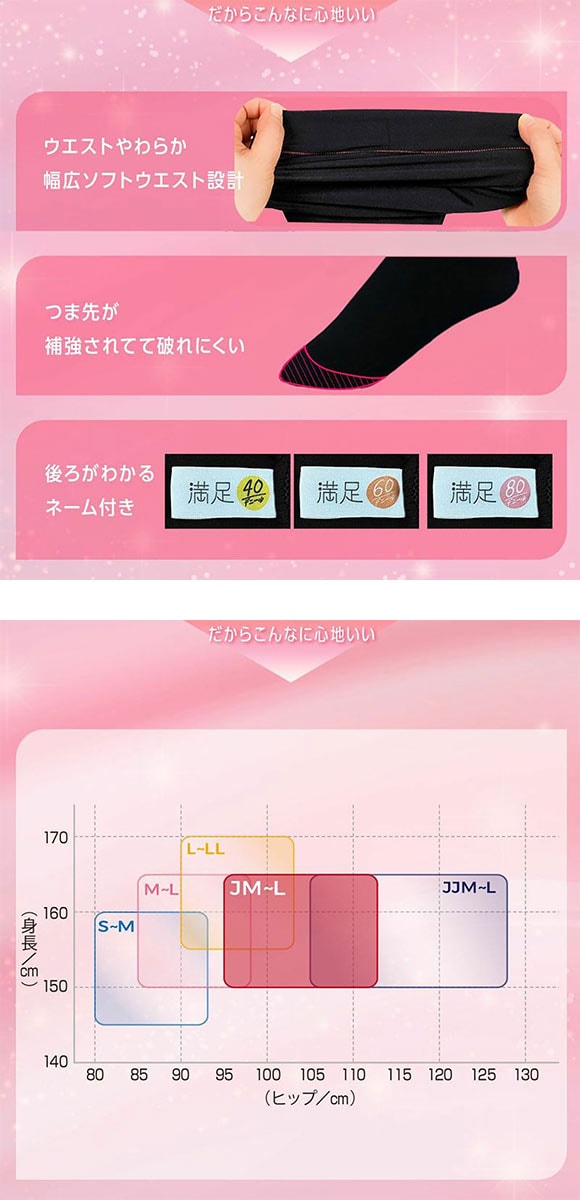 福助 満足 しっとりダブル保湿 60デニール タイツ JMLサイズ レディース 日本製 Fukuske