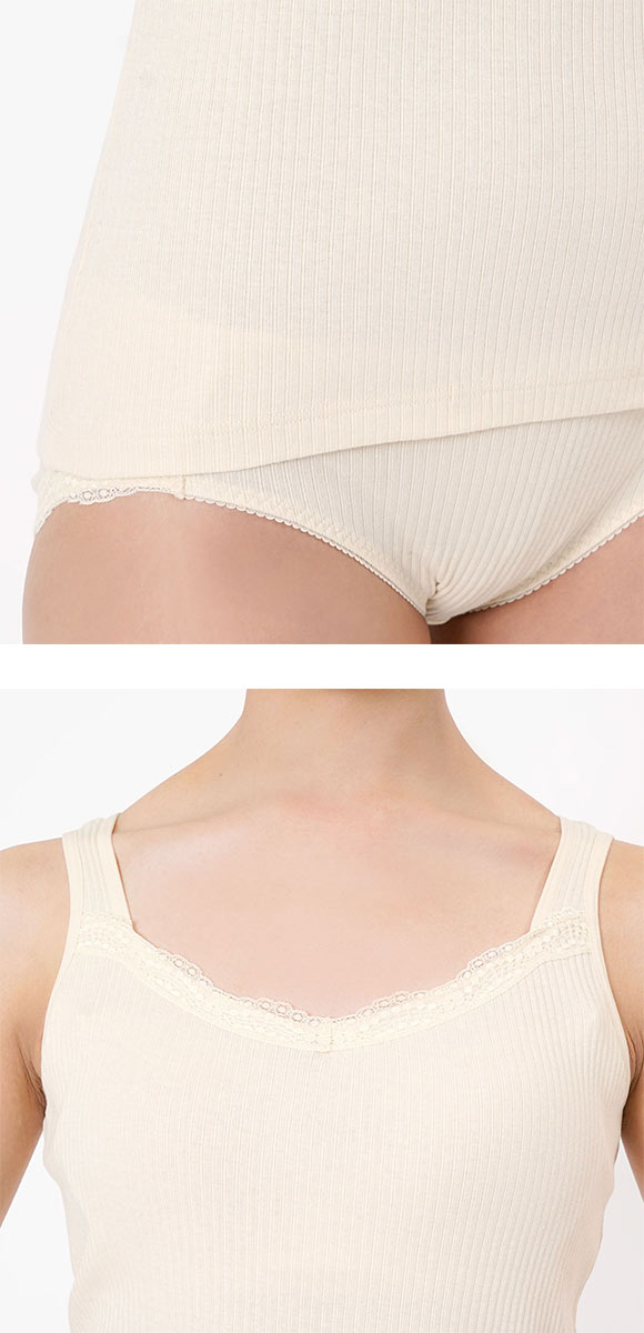 福助 kihada コットン100％ カップ付き タンクトップ レディース インナー LLサイズ fukuske キハダ