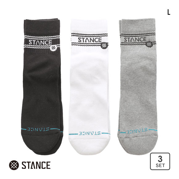 スタンス BASIC QUARTER 3 PACK クォーター丈 ソックス 3足セット メンズ STANCE 靴下