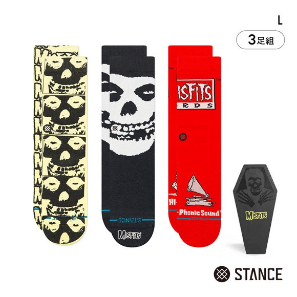 スタンス MISFITS BOX SET ミスフィッツ クルー丈 ソックス 3足セット メンズ STANCE 靴下