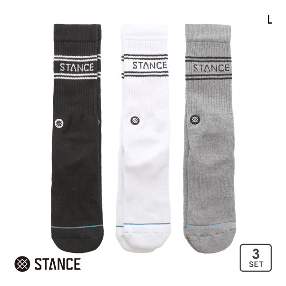 スタンス BASIC 3 PACK CREW クルー丈 ソックス 3足セット メンズ STANCE 靴下