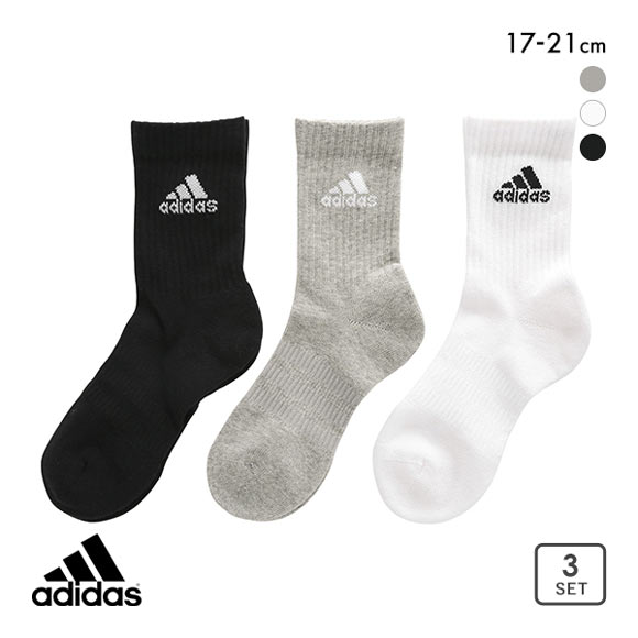 アディダス adidas クルー丈 ソックス 靴下 キッズ ジュニア 3足組