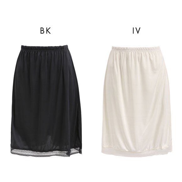 すっきりとアウターを着こなす ランジェリー レース付き ペチコート 55cm丈 レディース