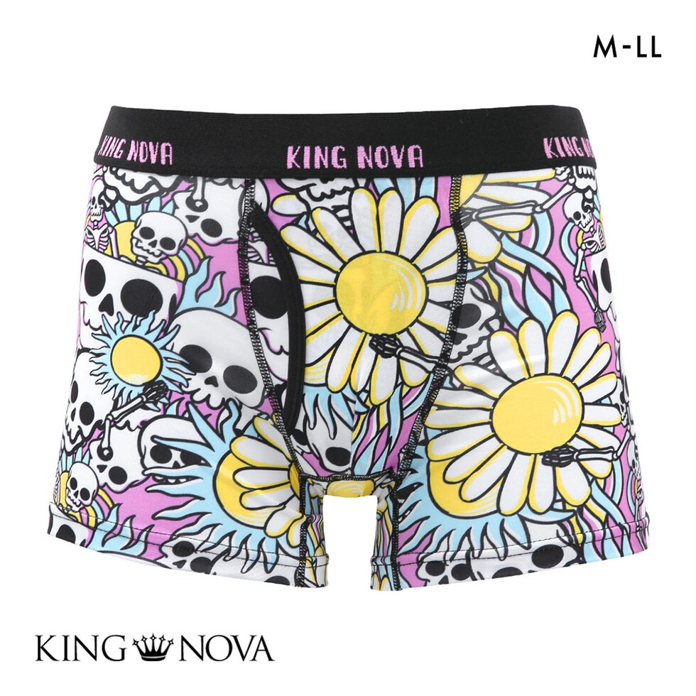 キングノバ KING NOVA ボクサーパンツ メンズ 前あき スカル柄 M L LL