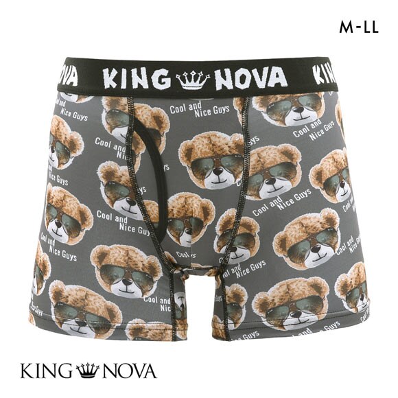 ボクサーパンツ メンズ 前あき くま柄 M L LL キングノバ KING NOVA