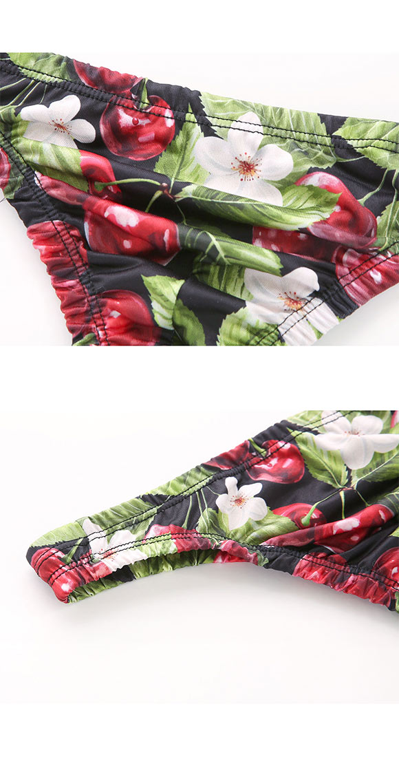キングノバ チェリー柄 Tバック ビキニ パンツ メンズ 前とじ M L LL  KING NOVA ストレッチ プリント