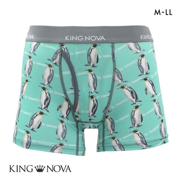 キングノバ ペンギン柄 ボクサーパンツ メンズ 前開き M L LL ストレッチ プリント 大きいサイズ KING NOVA