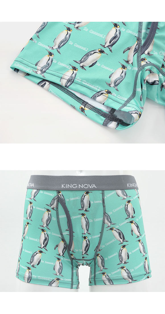 キングノバ ペンギン柄 ボクサーパンツ メンズ 前開き M L LL ストレッチ プリント 大きいサイズ KING NOVA