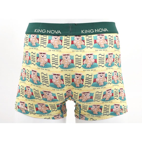 キングノバ チルくま柄 ボクサーパンツ メンズ 前開き M L LL ストレッチ プリント 大きいサイズ KING NOVA