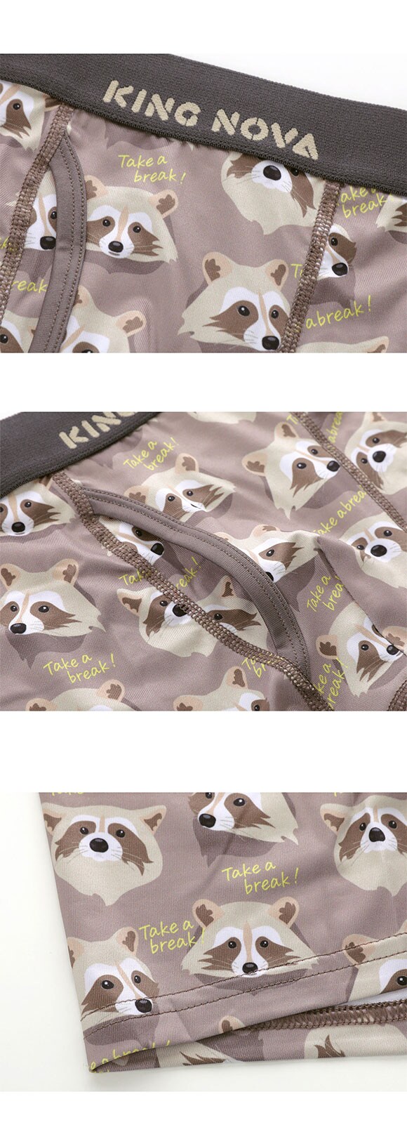 キングノバ あらいぐま柄 ボクサーパンツ メンズ 前あき  M L LL ストレッチ プリント 大きいサイズ 贈り物 ギフト KING NOVA