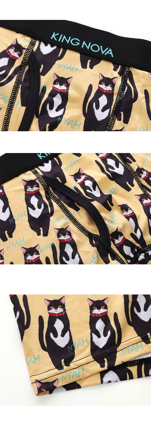 キングノバ 黒猫柄 ボクサーパンツ メンズ 前あき  M L LL ストレッチ プリント 大きいサイズ 贈り物 ギフト KING NOVA