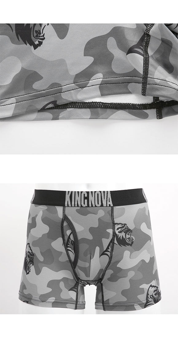 キングノバ あったか裏起毛 迷彩×ゴリラ柄 ボクサーパンツ メンズ 前あき M L LL 冷え 保温 ストレッチ 寒さ対策 大きいサイズ 贈り物 ギフト KING NOVA